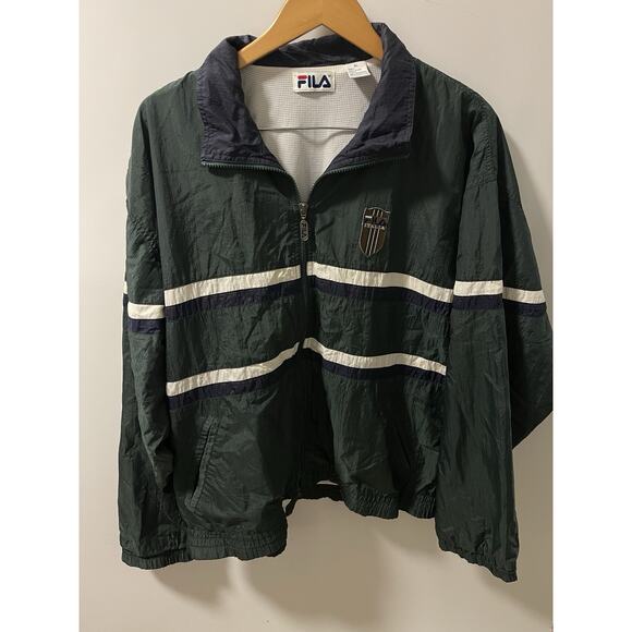 Vintage Fila Italia Jacket XL Green Retro Windbreaker 90s